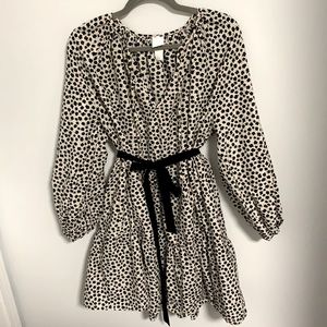 H&M tan Summer dress with black flowers